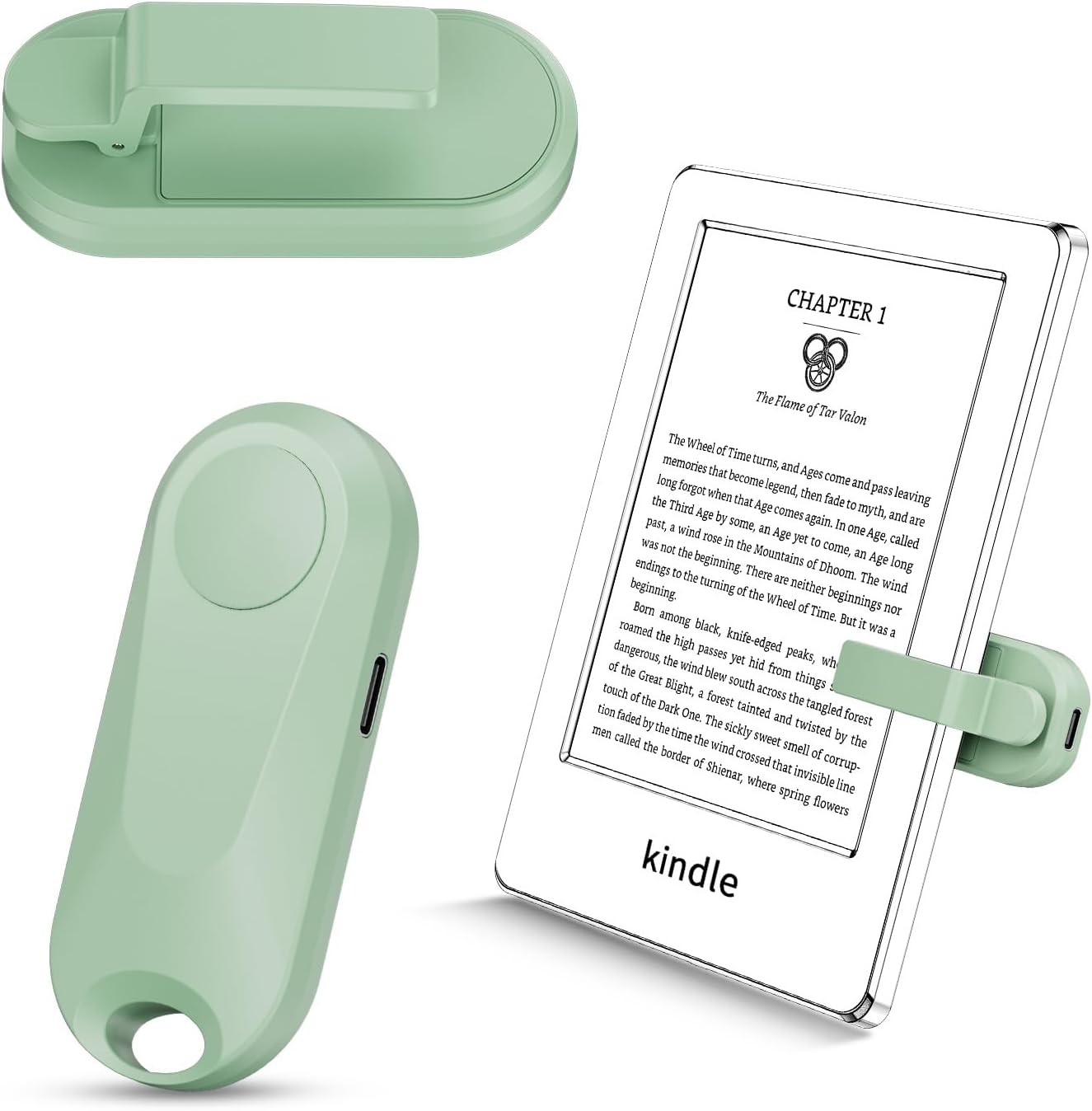 RF Remote Control Page Turner for Kindle Paperwhite Accessories Ipad Reading Kobo Surface Comics/Novels iPhone Tablets Android Taking Photos Camera Video Recording Remote(K2-Green)