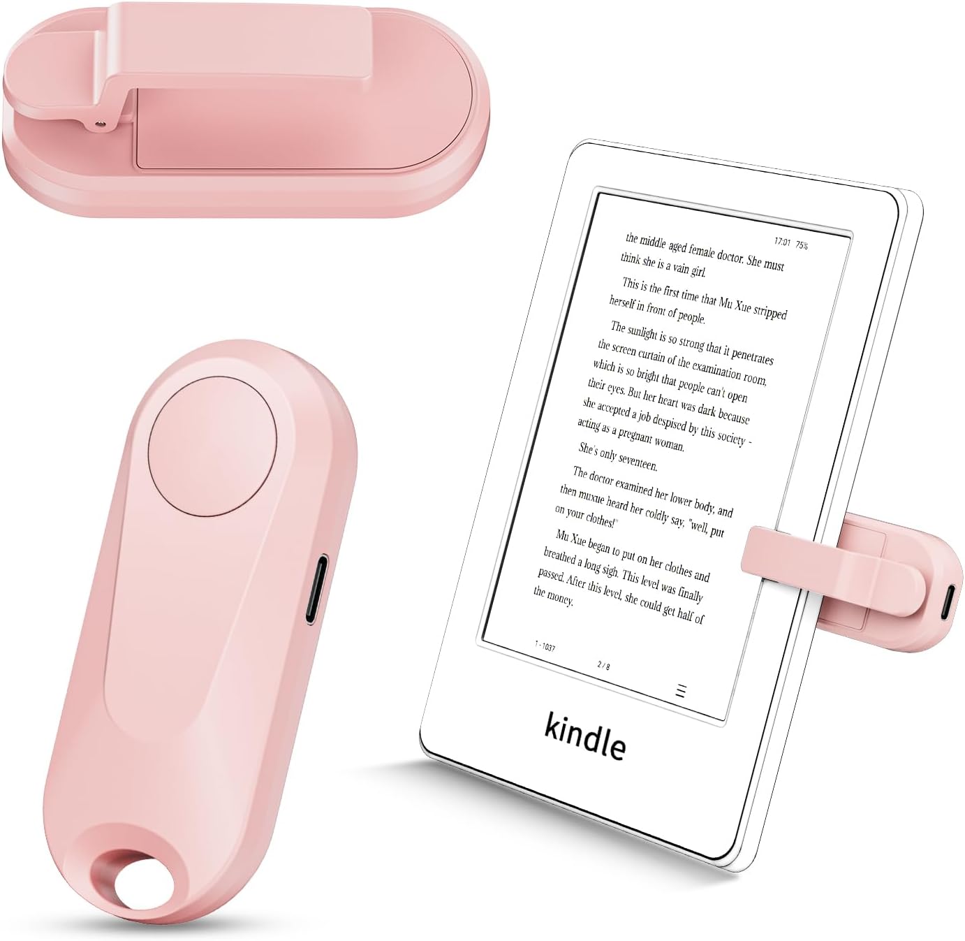 RF Remote Control Page Turner for Kindle Paperwhite Accessories Ipad Reading Kobo Surface Comics/Novels iPhone Tablets Android Taking Photos Camera Video Recording Remote (K2-Pink)