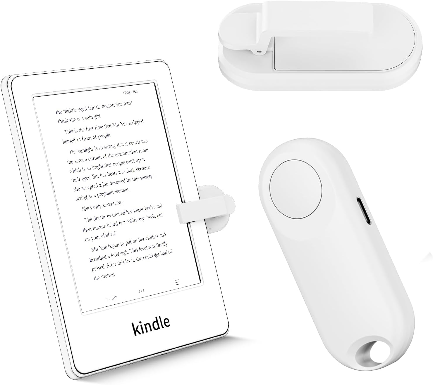 RF Remote Control Page Turner for Kindle Paperwhite Accessories Ipad Reading Kobo Surface Comics/Novels (White)