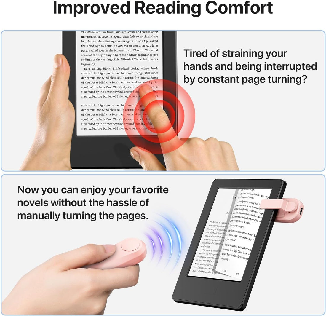 RF Remote Control Page Turner for Kindle Paperwhite Accessories Ipad Reading Kobo Surface Comics/Novels iPhone Tablets Android Taking Photos Camera Video Recording Remote (K2-Pink)