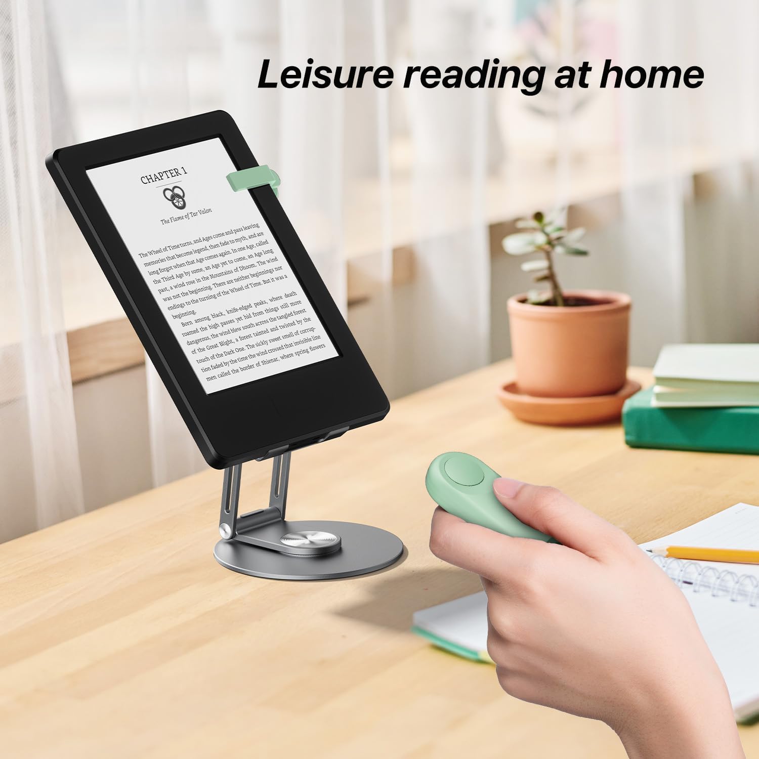 RF Remote Control Page Turner for Kindle Paperwhite Accessories Ipad Reading Kobo Surface Comics/Novels iPhone Tablets Android Taking Photos Camera Video Recording Remote (K1-Green)